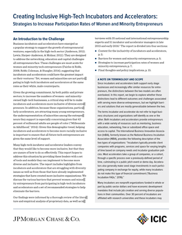 Creating Inclusive High-Tech Incubators and Accelerators: Strategies to Increase Participation Rates of Women and Minority Entrepreneurs