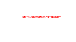 Unit 3 :Electronic Spectroscopy Contents