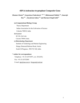 Trna-Isoleucine-Tryptophan Composite Gene