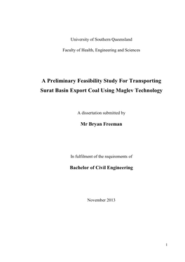 A Preliminary Feasibility Study for Transporting Surat Basin Export Coal Using Maglev Technology