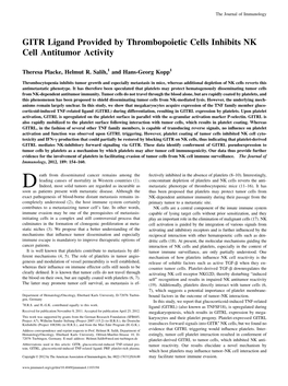 Cells Inhibits NK Cell Antitumor Activity GITR Ligand Provided By
