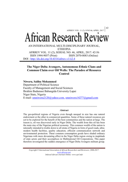 The Niger Delta Avengers, Autonomous Ethnic Clans and Common Claim Over Oil Wells: the Paradox of Resource Control