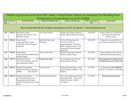 Details of Proposal Received in NSC Under Central Sector Scheme on Assistance for Boosting Seed Production in Private Sector, As on 31.12.2018 NSC Fin