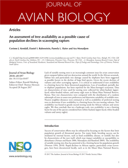 AVIAN BIOLOGY Articles an Assessment of Tree Availability As a Possible Cause of Population Declines in Scavenging Raptors