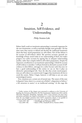 Intuition, Self-Evidence, and Understanding