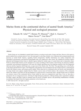 Marine Fronts at the Continental Shelves of Austral South America$ Physical and Ecological Processes