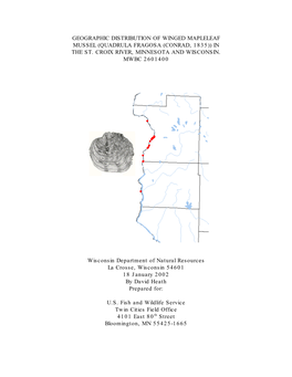 REFINED GEOGRAPHIC DISTRIBUTION of WINGED MAPLELEAF MUSSEL (Quadrula Fragosa) in ST