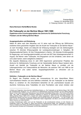 Die Todesopfer an Der Berliner Mauer 1961-1989