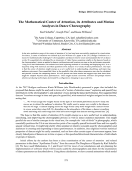 The Mathematical Center of Attention, Its Attributes and Motion Analyses in Dance Choreography