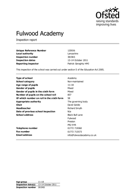 Fulwood Academy Inspection Report