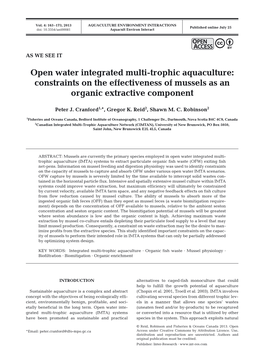 Open Water Integrated Multi-Trophic Aquaculture: Constraints on the Effectiveness of Mussels As an Organic Extractive Component