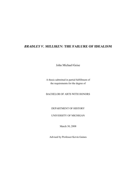 Bradley V. Milliken: the Failure of Idealism
