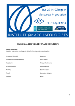 Ifa ANNUAL CONFERENCE for ARCHAEOLOGISTS