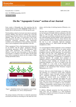 Aquaponic Corner” Section of Our Journal