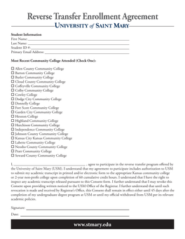 Reverse Transfer Enrollment Agreement