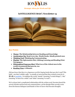 Iontelligence Brief Newsletter 13 | Reading