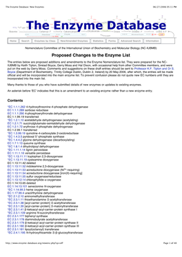 The Enzyme Database: New Enzymes 06/27/2006 05:11 PM