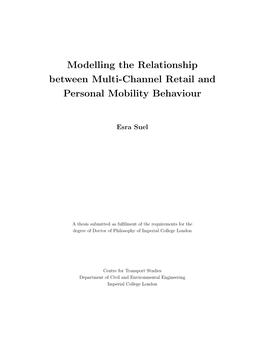 Modelling the Relationship Between Multi-Channel Retail and Personal Mobility Behaviour
