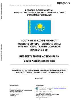 Republic of Kazakhstan Ministry of Transport and Communications Committee for Roads