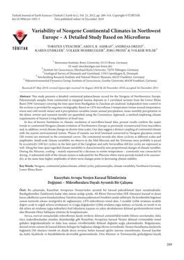 Variability of Neogene Continental Climates in Northwest Europe – a Detailed Study Based on Microfl Oras