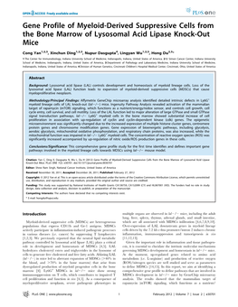 Gene Profile of Myeloid-Derived Suppressive Cells from the Bone Marrow of Lysosomal Acid Lipase Knock-Out Mice