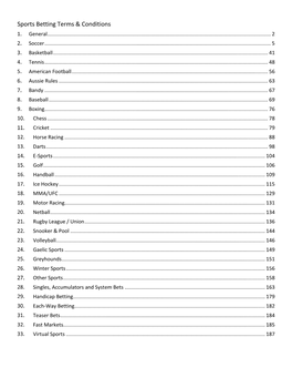 Sports Betting Terms & Conditions