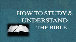 How to Study the Bible