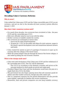 Decoding Cuba's Currency Reforms