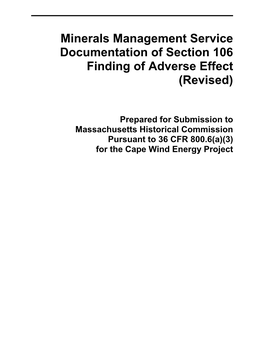 Minerals Management Service Documentation of Section 106 Finding of Adverse Effect (Revised)