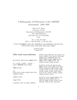 A Bibliography of Publications of the USENIX Association: 1990–1999