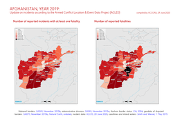 AFGHANISTAN, YEAR 2019: Update on Incidents According to the Armed Conflict Location & Event Data Project (ACLED) Compiled by ACCORD, 29 June 2020