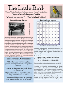 The Little Bird© a Twice-Weekly Newsletter for Curious Seniors Nancy A