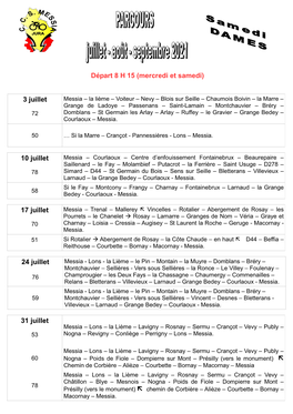 Mise En Ligne Des Parcours Dames De Juillet-Août Septembre 2021