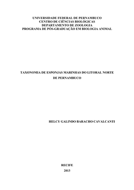 Universidade Federal De Pernambuco Centro De Ciências Biológicas Departamento De Zoologia Programa De Pós-Graduação Em Biologia Animal