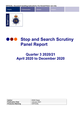 ••• Stop and Search Scrutiny Panel Report