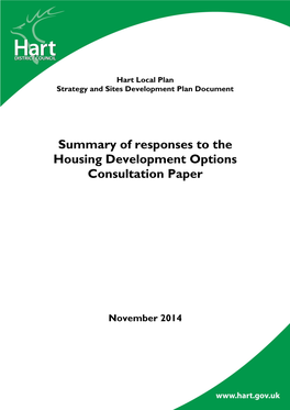 Summary of Responses to the Housing Development Options Consultation Paper