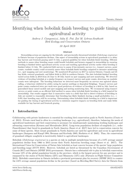 Identifying When Bobolink Finish Breeding to Guide Timing Of