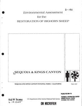 Environmental Assessment for the RESTORATION of BIGHORN SHEEP