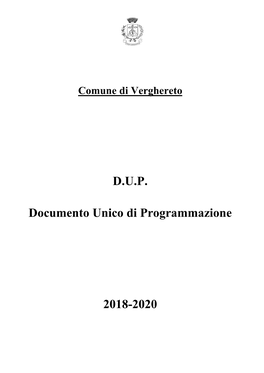D.U.P. Documento Unico Di Programmazione 2018-2020