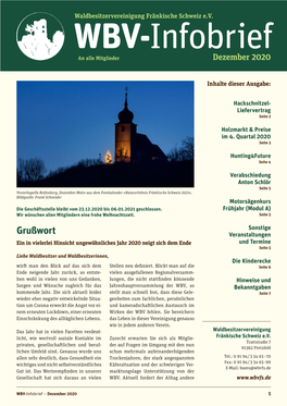 WBV-Infobrief an Alle Mitglieder Dezember 2020