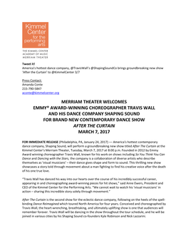 Merriam Theater Welcomes Emmy® Award-Winning