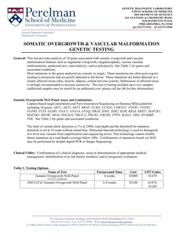 Somatic Overgrowth & Vascular Malformation