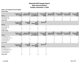 Statewide PER Changes Report State General Election Tuesday