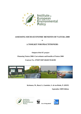 Assessing Socio-Economic Benefits of Natura 2000: a Toolkit for Practitioners