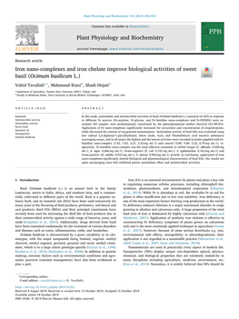 Iron Nano-Complexes and Iron Chelate Improve Biological Activities of Sweet Basil (Ocimum Basilicum L.) T