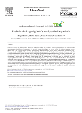 Ecotrain: the Erzgebirgsbahn’S New Hybrid Railway Vehicle