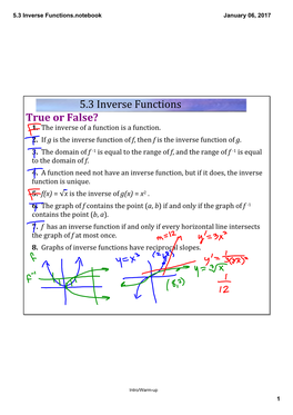 5.3 Inverse Functions.Notebook January 06, 2017