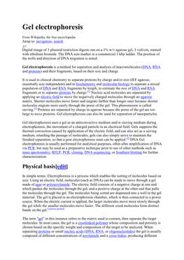 Gel Electrophoresis