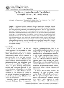 The Rivers of Indian Peninsula: Their Salient Geomorphic Characteristics and Ancestry