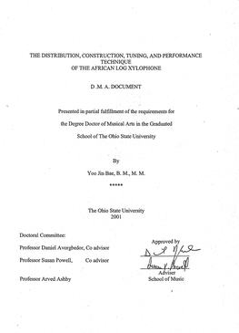 The Distribution, Construction, Tuning, and Performance Technique of the African Log Xylophone
